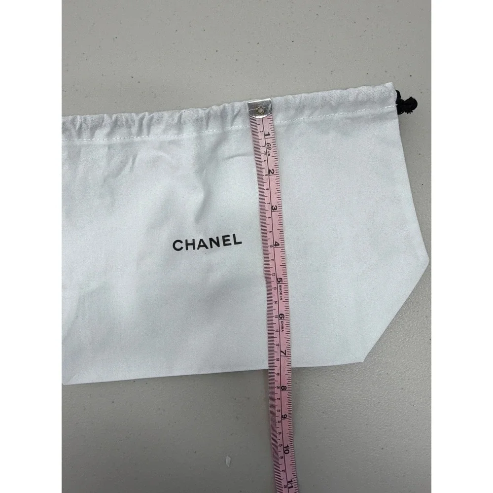 Chanel Beaute White 100% Cotton Drawstring Dust Bag Set of 2 Logo Travel Pouches